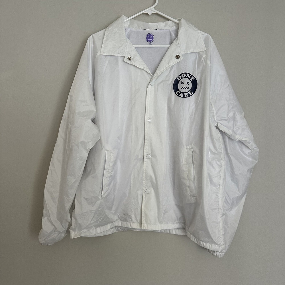 Don't Care Button Up Merchandise Wind Breaker Men's Xl White Button-Up‎